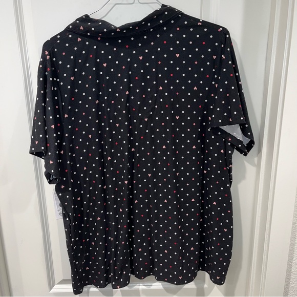 New Women's Croft & Barrow Plus Size 2X Button Front Short Sleeve Pajama PJ top - Picture 3 of 4